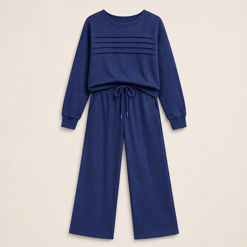 Morvenda – Girocollo Costine e Pantaloni Coulisse Navy
