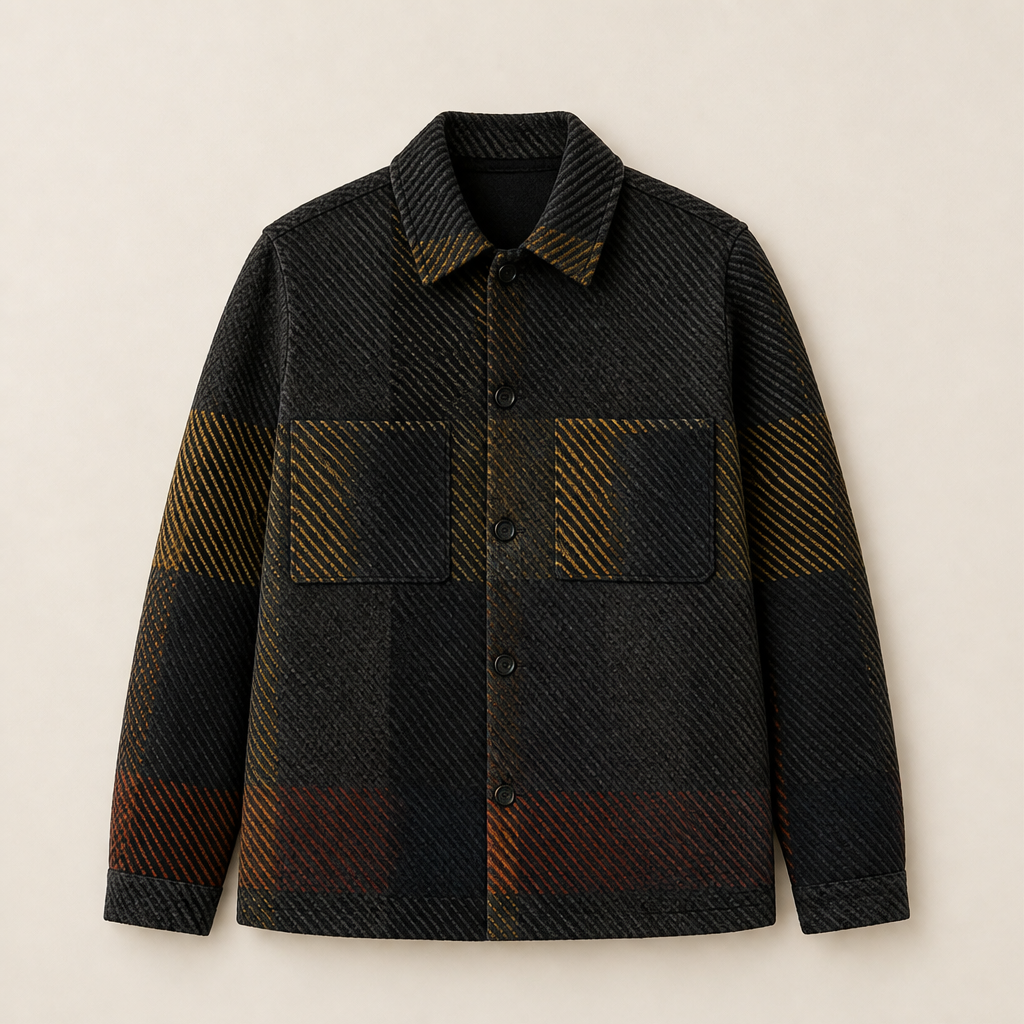 Calveno – Overshirt in Misto Lana a Quadri Black Multicolour Check