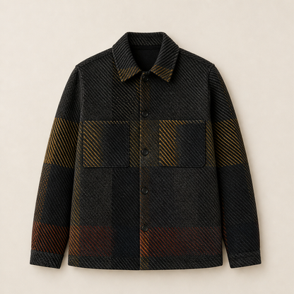 Calveno – Overshirt in Misto Lana a Quadri Black Multicolour Check