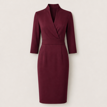 Velmira – Abito Aderente Collo Alla Coreana Burgundy