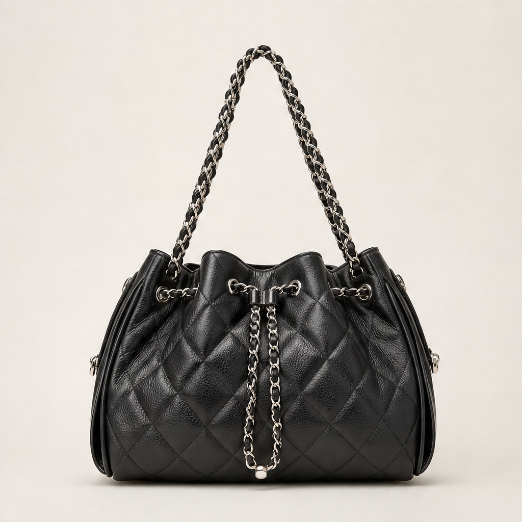 Caviora – Borsa Bucket in Pelle Trapuntata Black