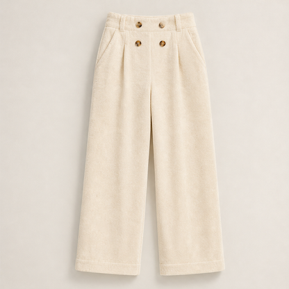 Vareluna – Pantaloni a Vita Alta Doppiopetto Beige