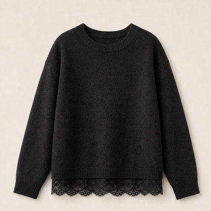 Novarla – Maglione Oversize con Pizzo Black