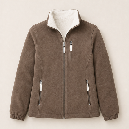 Calorina – Giacca Foderata in Pile con Cappuccio Taupe