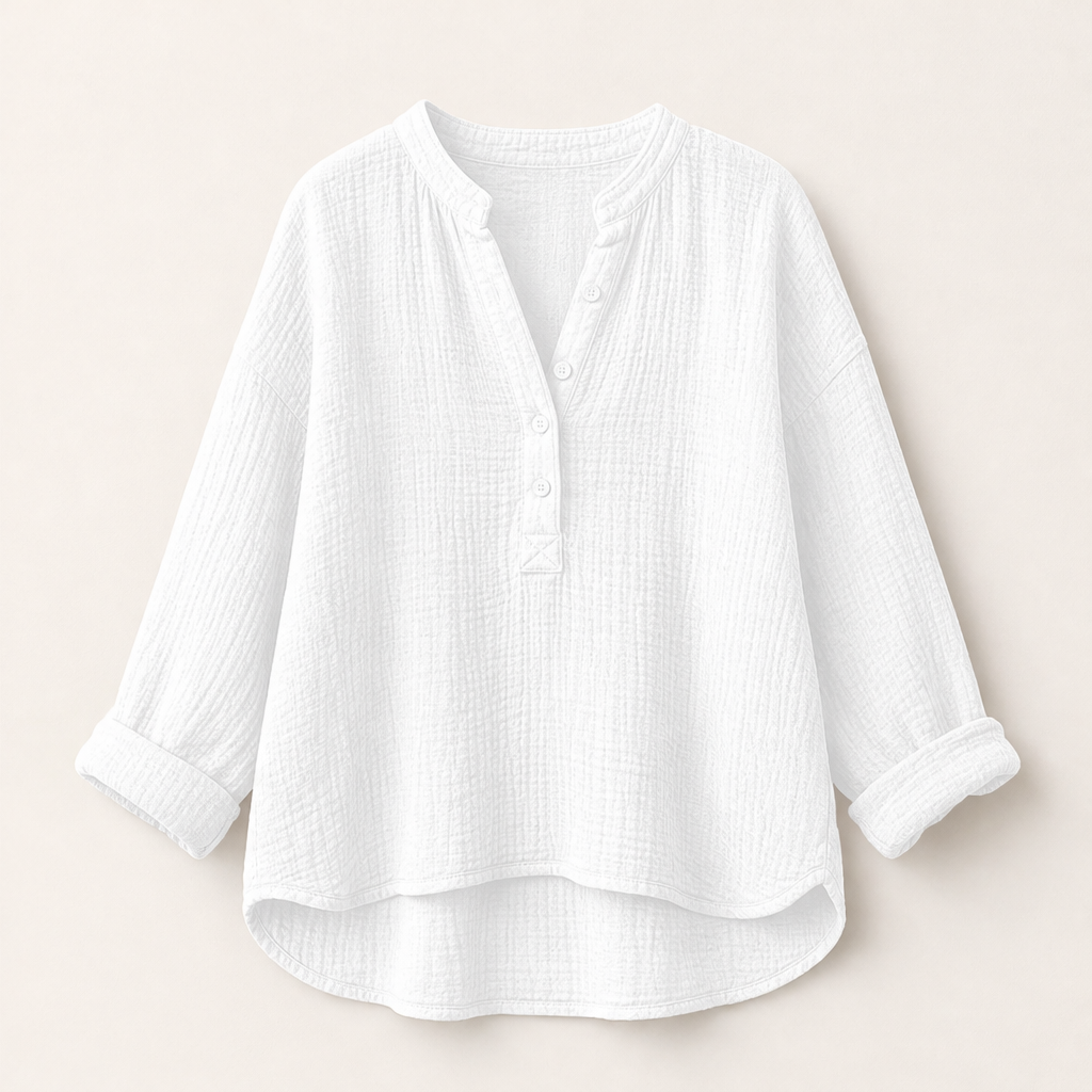 Ventarosa – Blusa Oversize in Garza di Cotone White