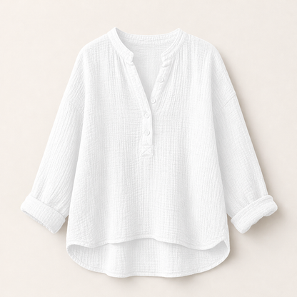 Ventarosa – Blusa Oversize in Garza di Cotone White