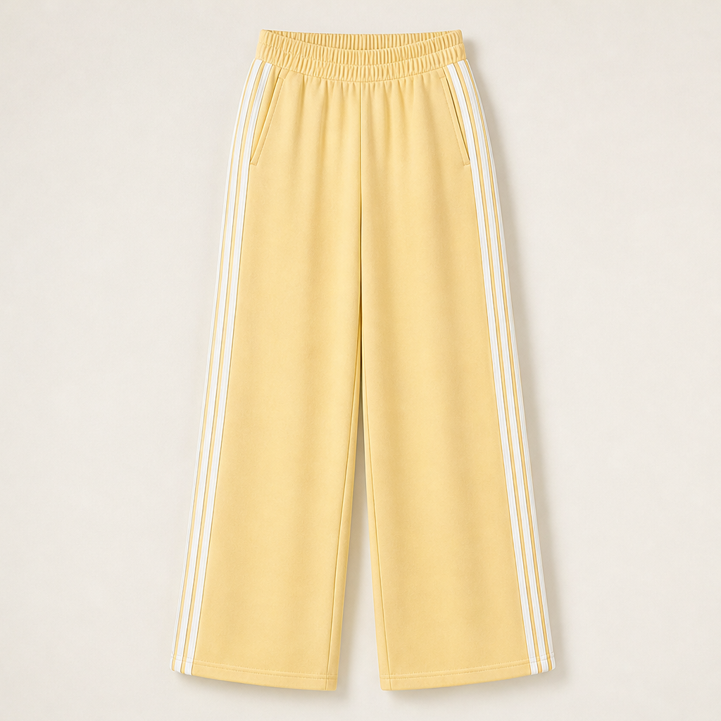 Varenzo – Pantaloni Sportivi a Gamba Larga con Righe Yellow