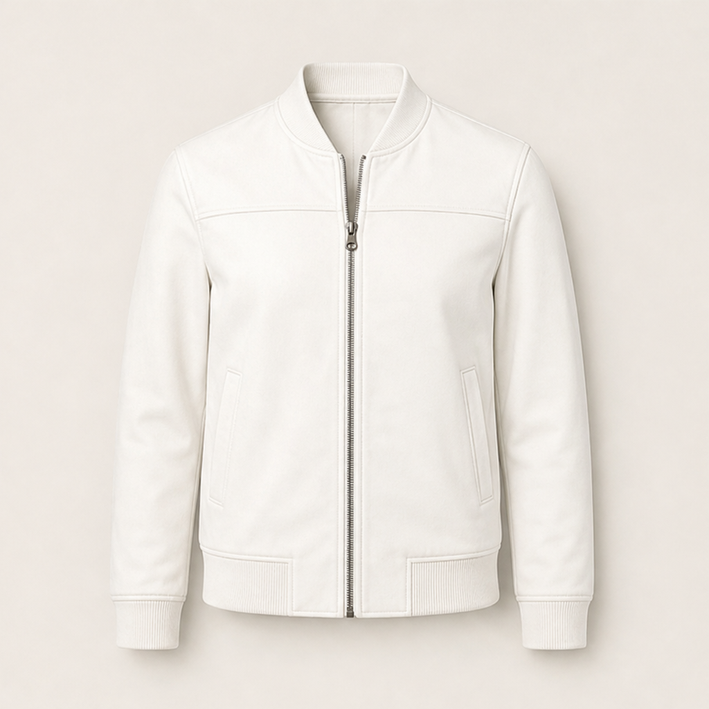 Varenzo – Giacca Bomber Classica con Zip White