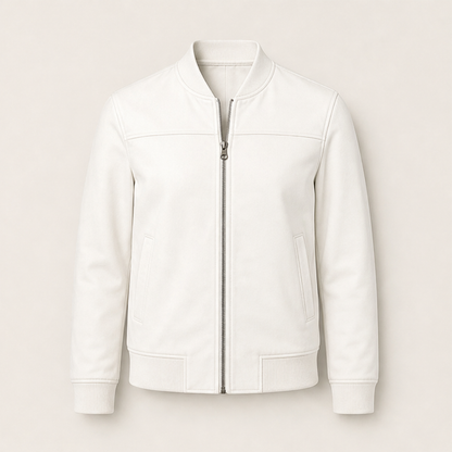 Varenzo – Giacca Bomber Classica con Zip White