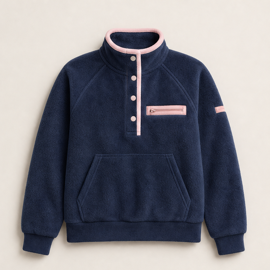 Brumalia – Pile Felpato con Bottoni Automatici Navy