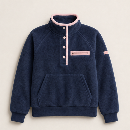 Brumalia – Pile Felpato con Bottoni Automatici Navy