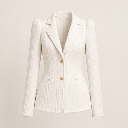 Velmira – Blazer Sagomato con Trama Geometrica Beige