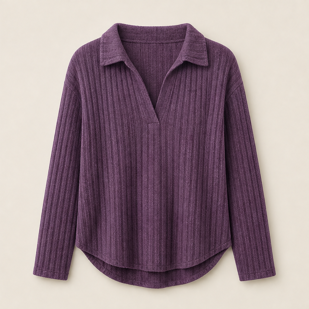 Novarino – Maglione a Costine con Scollo a V Purple