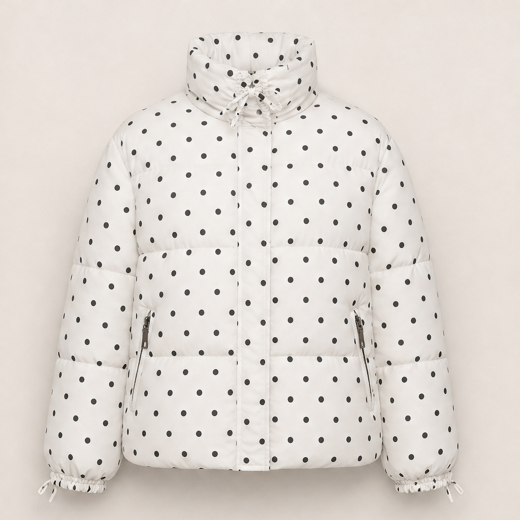 Volnetta – Piumino Collo Alto a Pois White