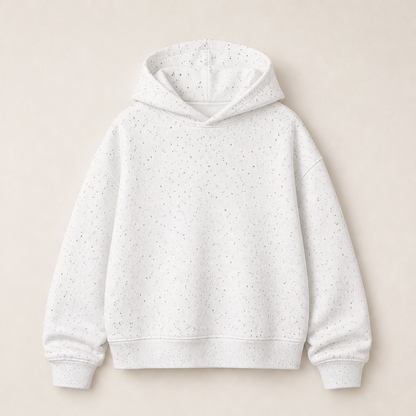 Luccosa – Felpa con Glitter e Cappuccio White