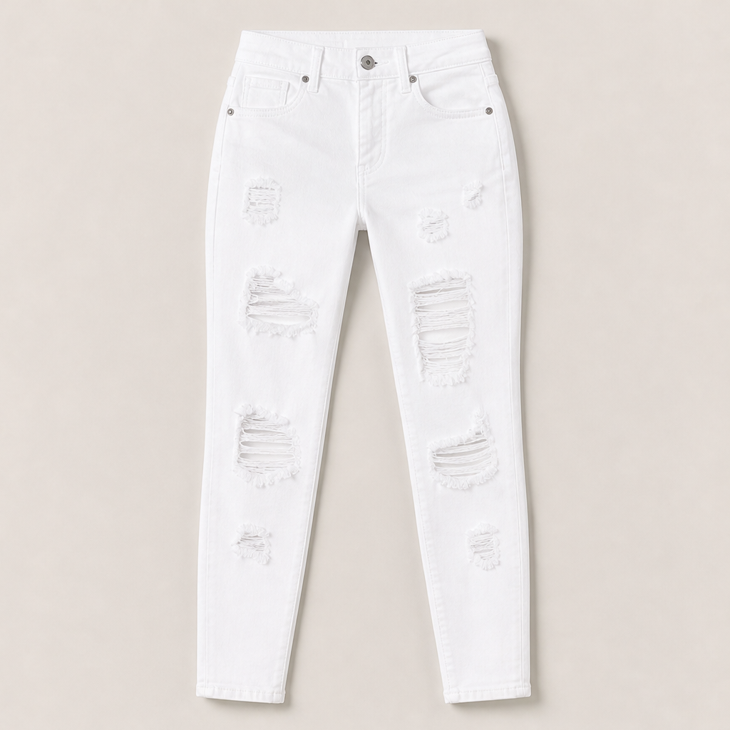 Varenza – Jeans Skinny a Vita Alta Strappati White