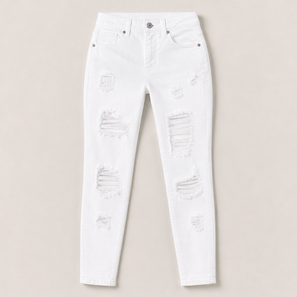 Varenza – Jeans Skinny a Vita Alta Strappati White
