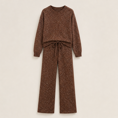 Luminetta – Completo Pullover e Pantaloni Glitterati Brown