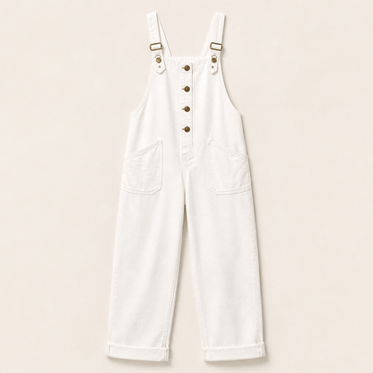 Vareloa – Salopette di Jeans Baggy con Tasche White