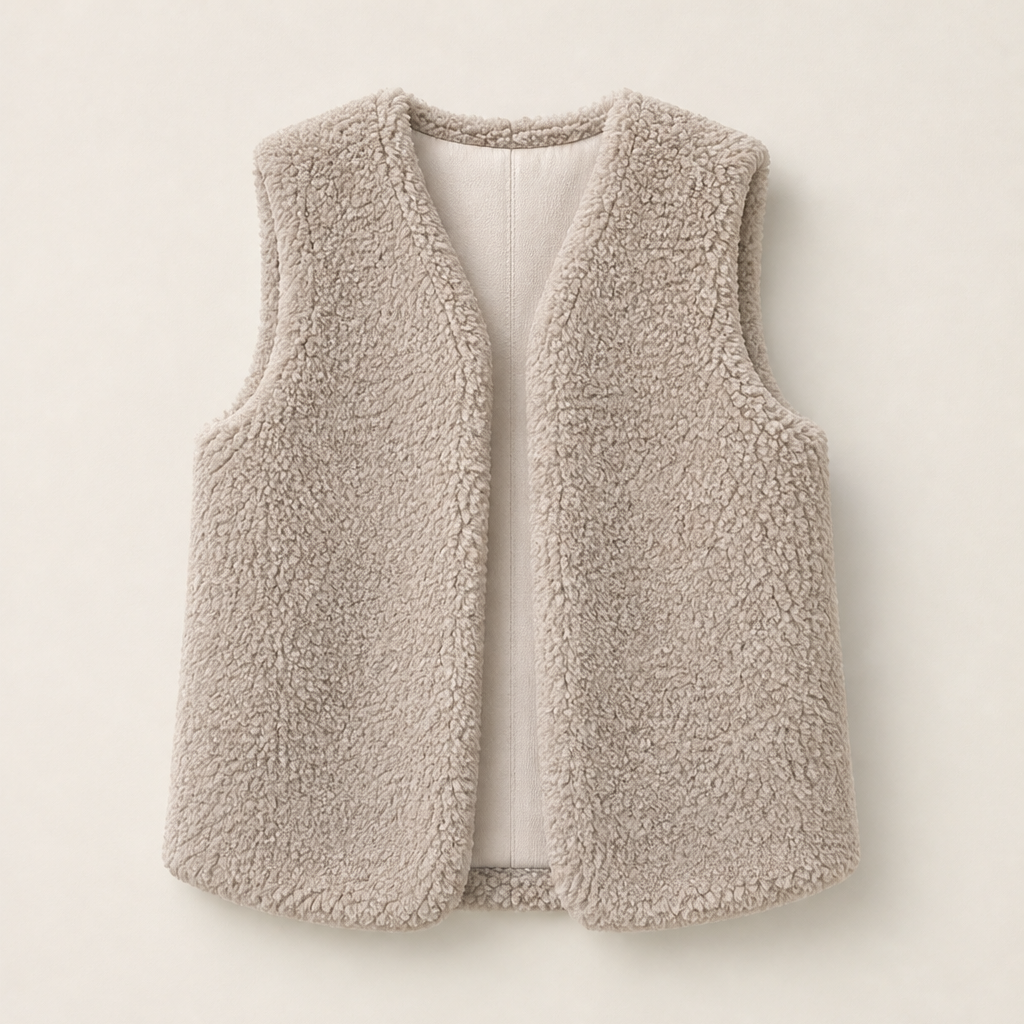 Orsolana – Gilet in Teddy Senza Maniche Beige