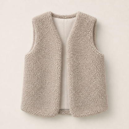 Orsolana – Gilet in Teddy Senza Maniche Beige