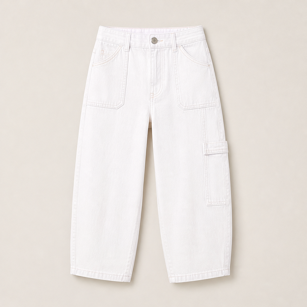 Barrelia – Jeans Barrel Fit Cropped Vita Media White