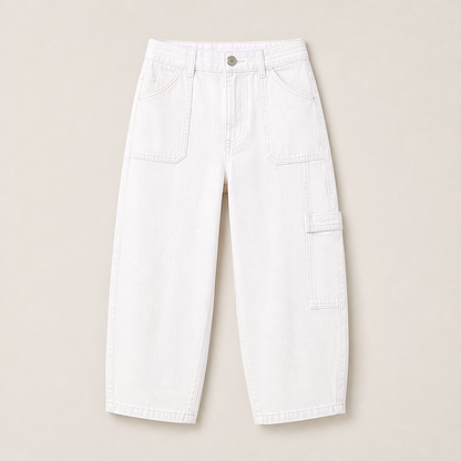 Barrelia – Jeans Barrel Fit Cropped Vita Media White