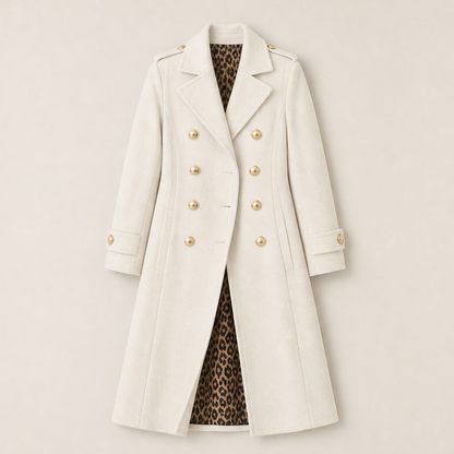 Voralie – Cappotto Lungo in Lana Stile Militare Beige