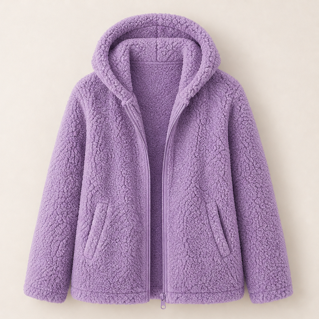 Nuvolina – Giacca Sherpa con Cappuccio e Zip Lavender