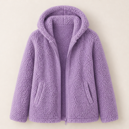 Nuvolina – Giacca Sherpa con Cappuccio e Zip Lavender