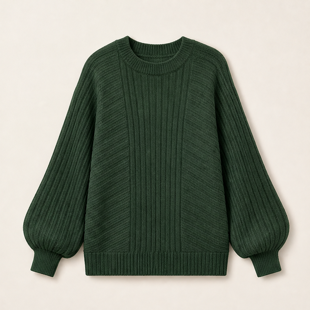 Varonne – Pullover Girocollo a Maniche a Lanterna Green