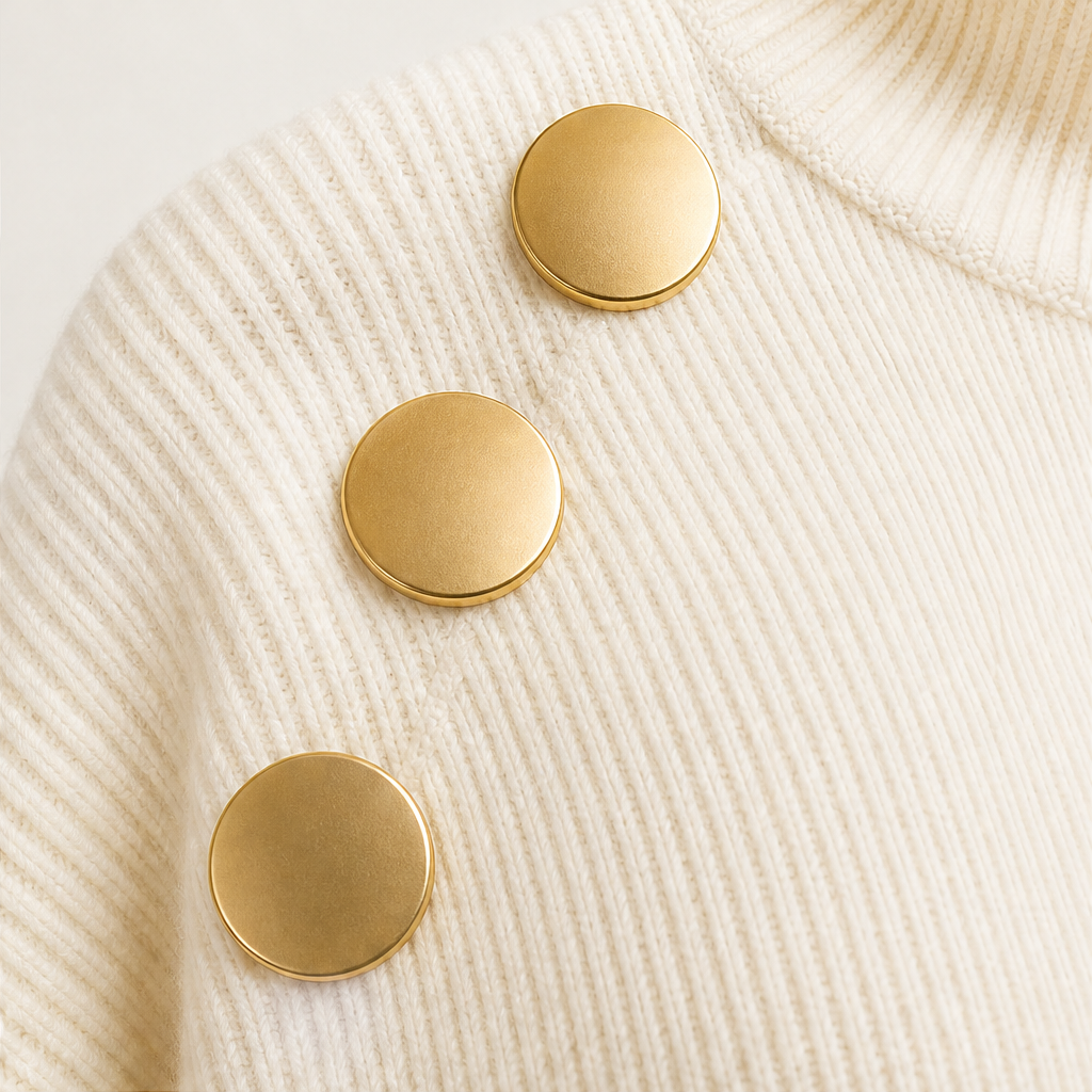 Vellucci – Completo Dolcevita con Bottoni e Pantaloni Palazzo detail