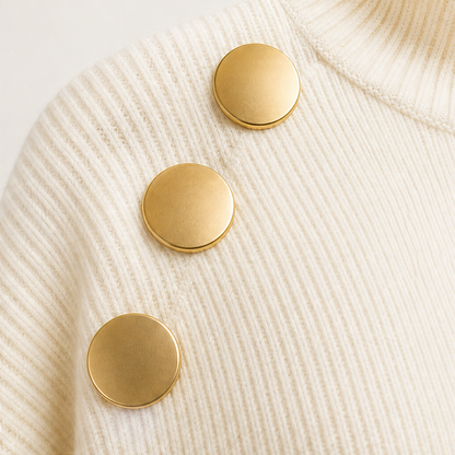 Vellucci – Completo Dolcevita con Bottoni e Pantaloni Palazzo detail
