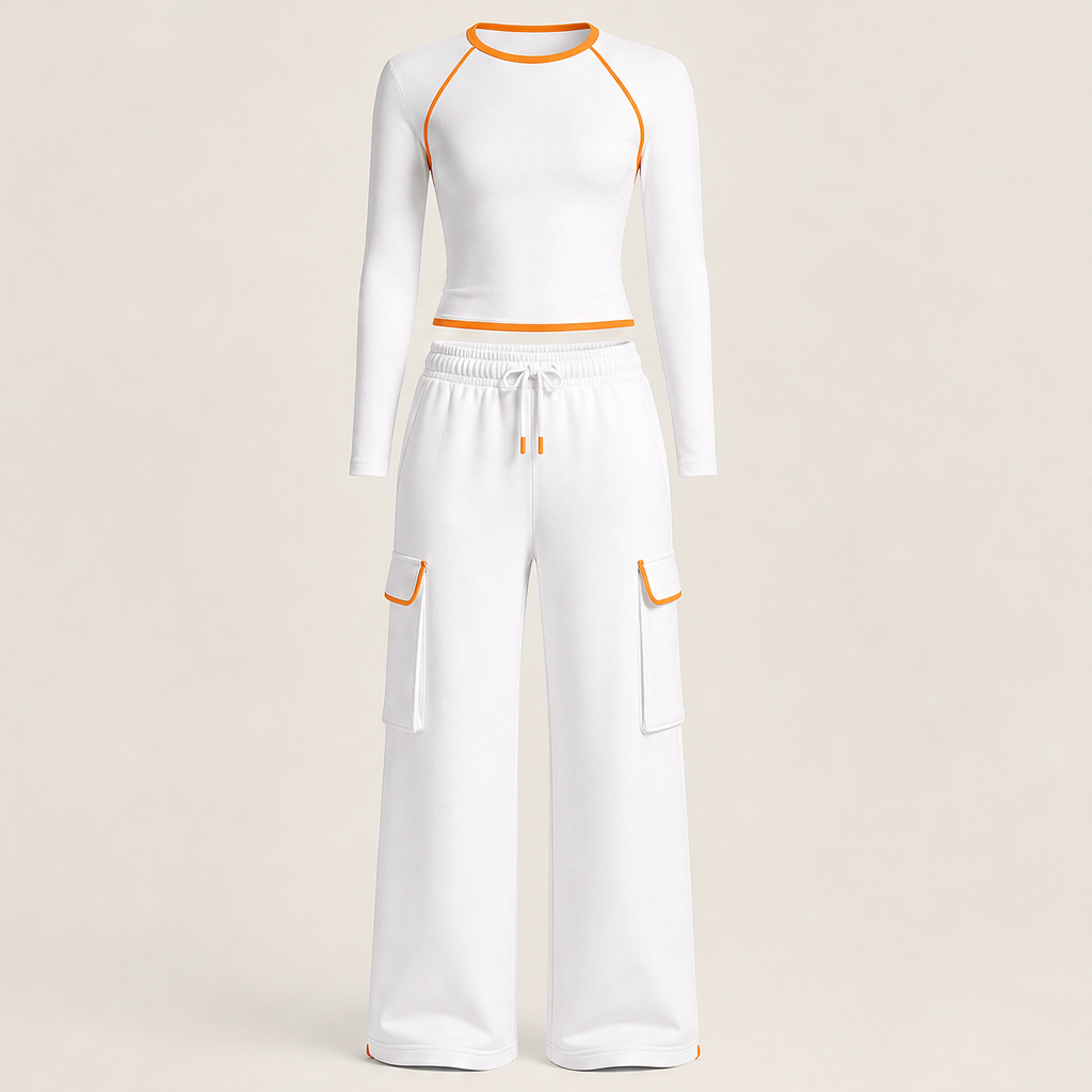 Velmora – Completo Top e Pantaloni Color Block Sportivo White