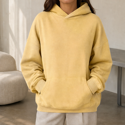Vorelio – Felpa Oversize con Cappuccio Yellow