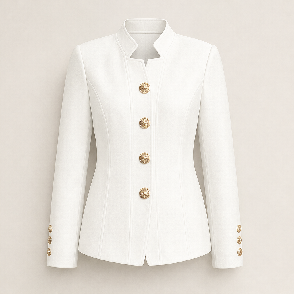 Corselia – Blazer Slim Fit con Collo alla Coreana White