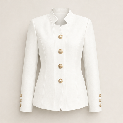 Corselia – Blazer Slim Fit con Collo alla Coreana White