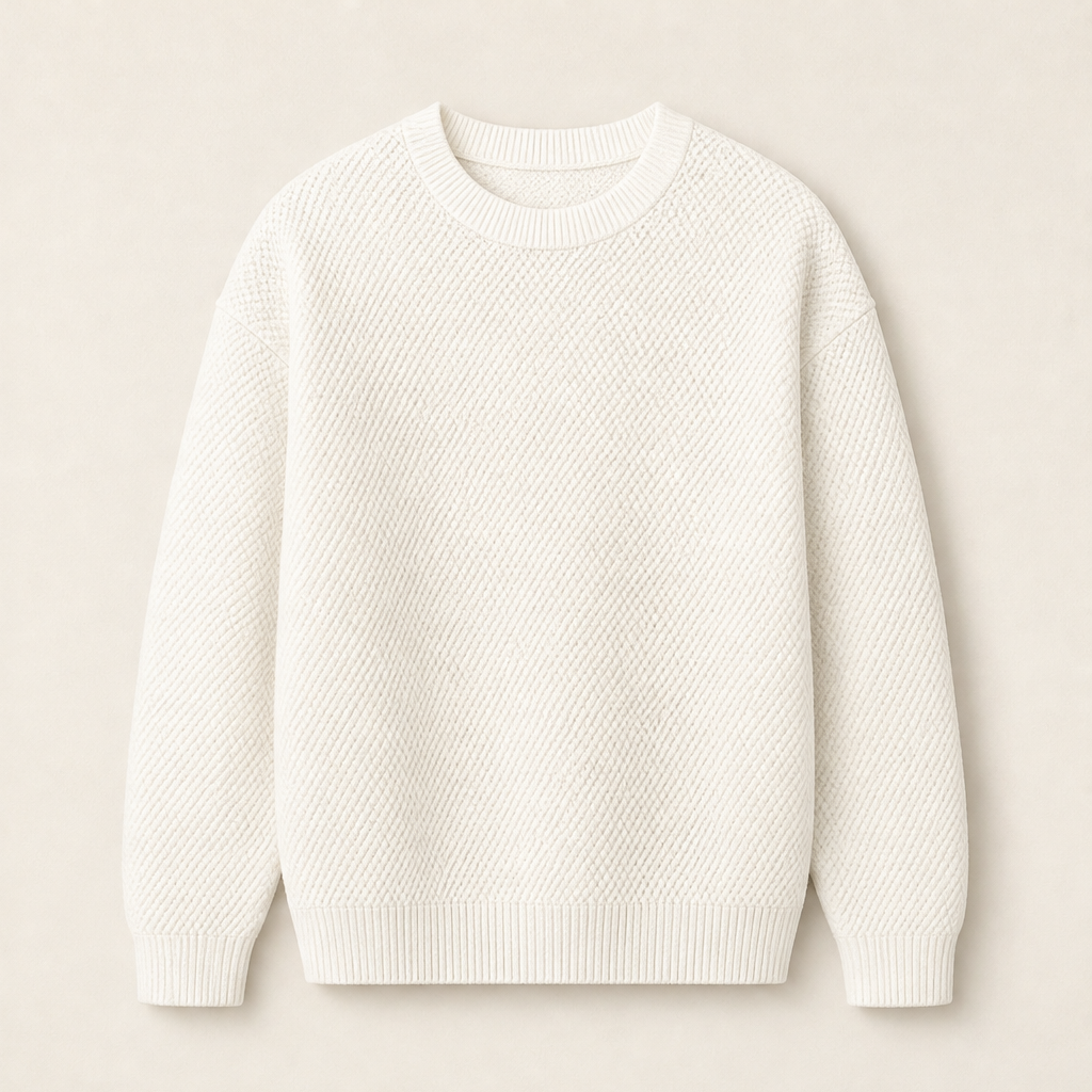 Vernoli – Maglione Girocollo Trama a Rombi Ivory