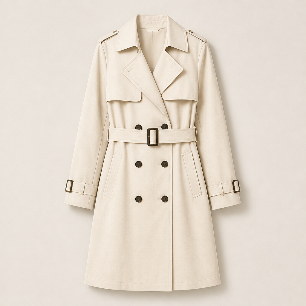 Velmora – Trench Coat Doppiopetto Midi Cream