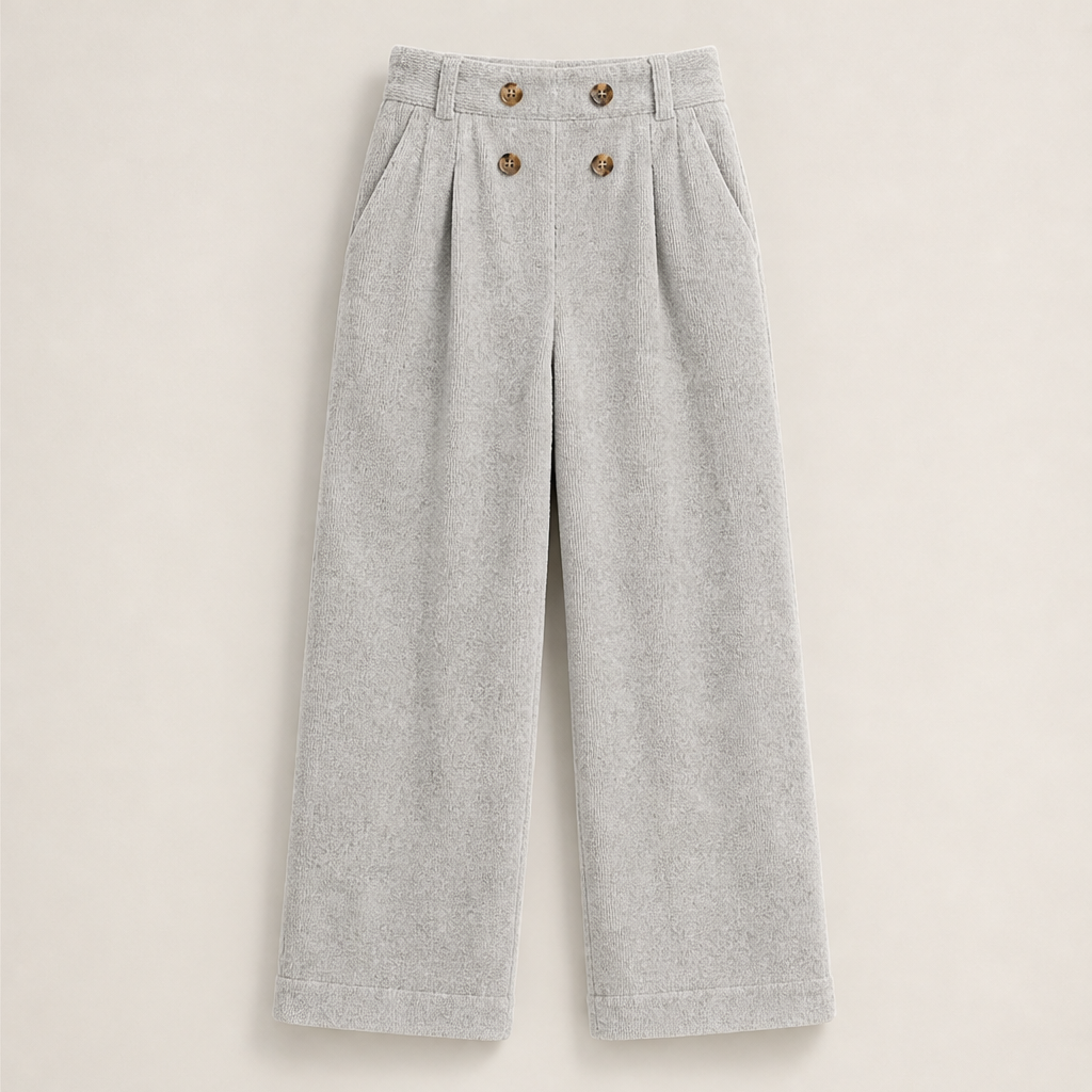 Vareluna – Pantaloni a Vita Alta Doppiopetto Grey
