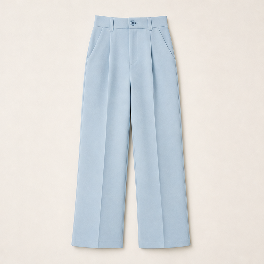 Varonti – Pantaloni Dritti Vita Alta Light Blue