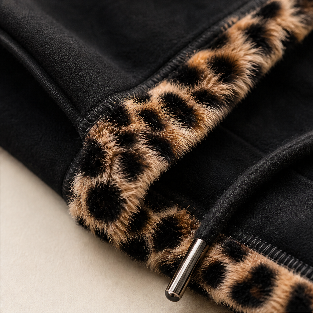 Velmora – Felpa Poncho con Bordo Leopardato detail