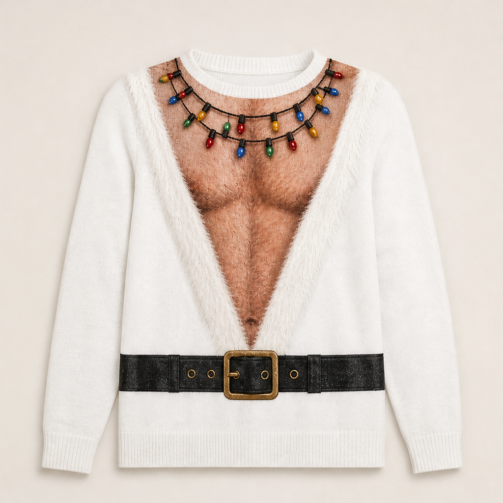 Novalio – Maglione Natalizio Stampa Babbo Natale White