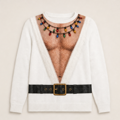 Novalio – Maglione Natalizio Stampa Babbo Natale White