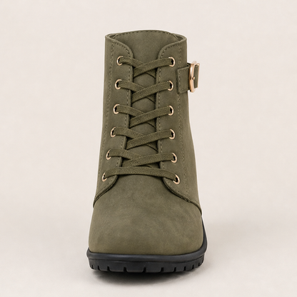 Vellamo – Stivaletti con Zeppa Stabile e Lacci Olive
