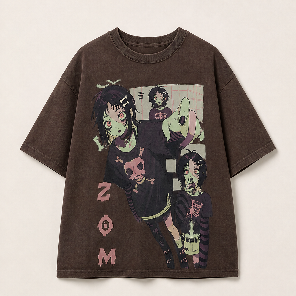 Vornetta – T-Shirt Oversize Stampa Zombie Girl Brown
