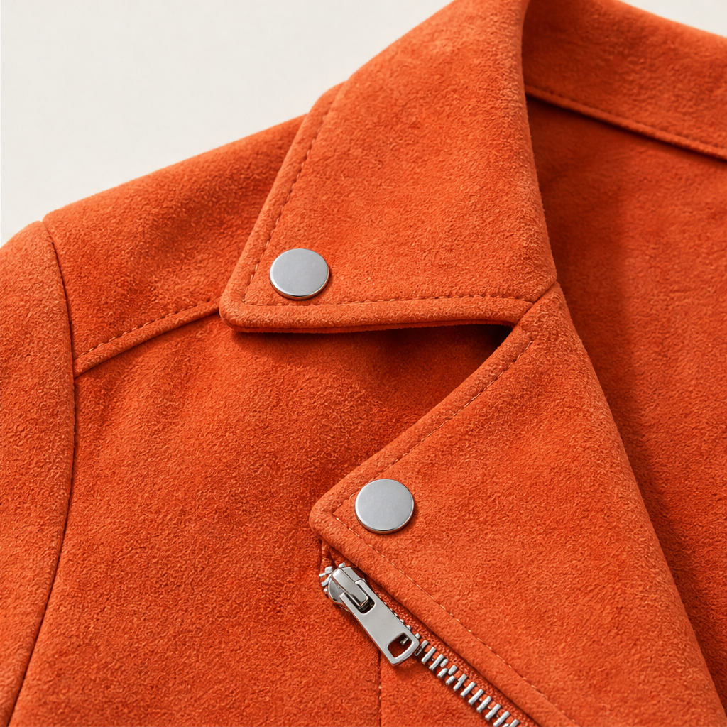 Varonne – Giacca Biker Slim Fit in Microscamosciato detail