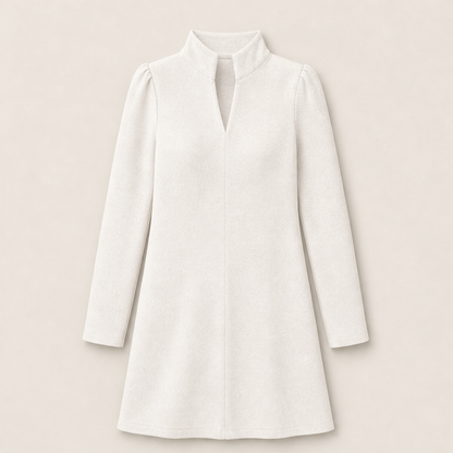 Novarra – Abito Scollo a V Collo Alto Manica Lunga Ivory
