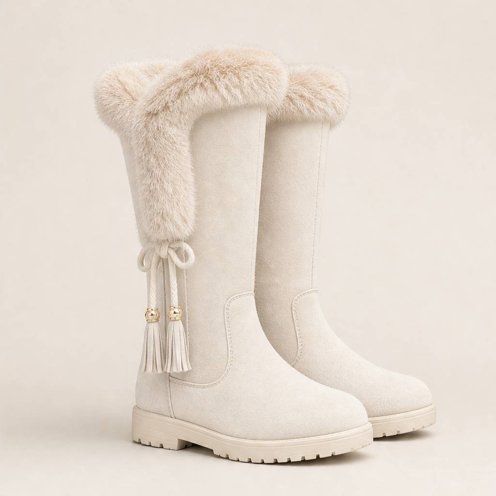 Nevara – Stivali da Neve con Bordo in Pelliccia Beige