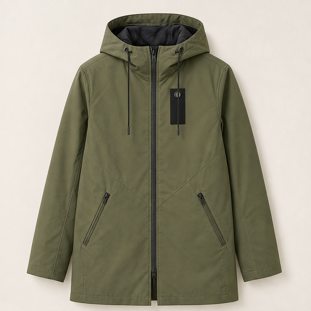 Vernisio – Giacca Lunga con Cappuccio Olive